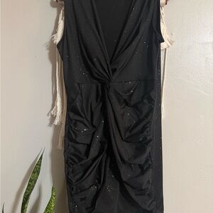 Chic Black Midi Dress with Subtle Sparkle